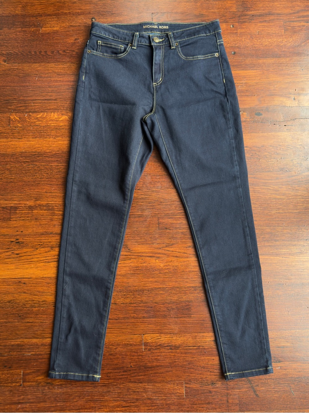 Michael Kors Navy Skinny Jeans with Contrast Stitching